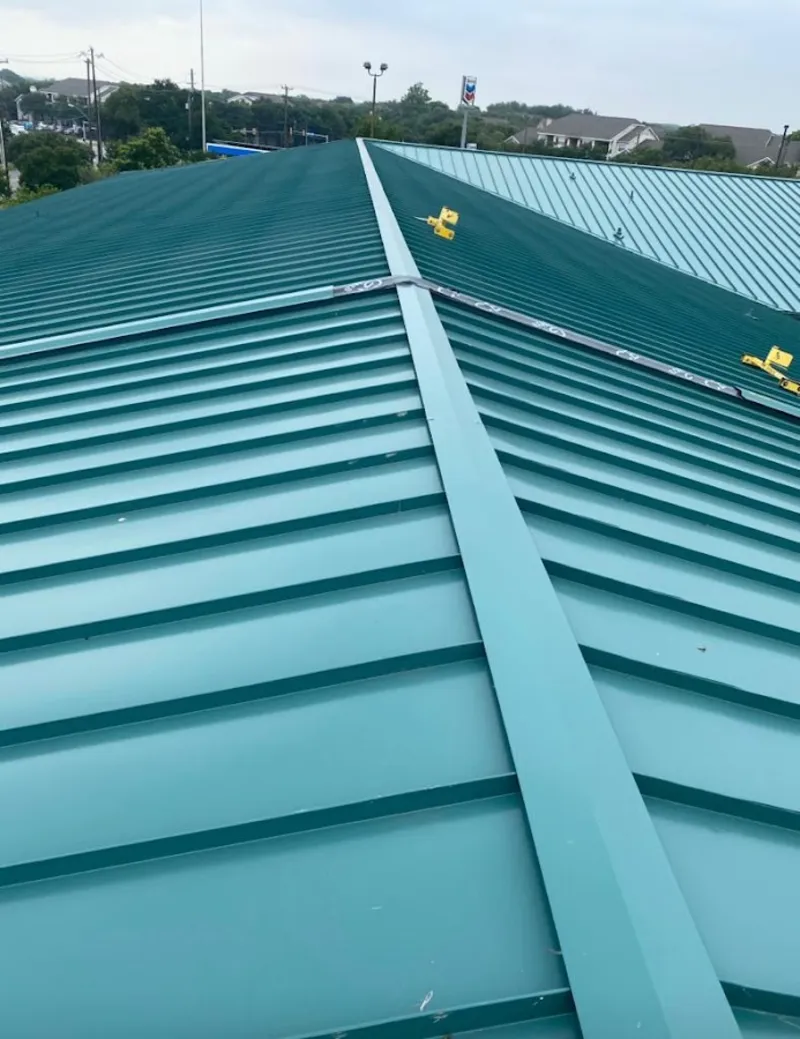 Green commercial metal roof ridge and valley for Metal Roof Repair in Radnor